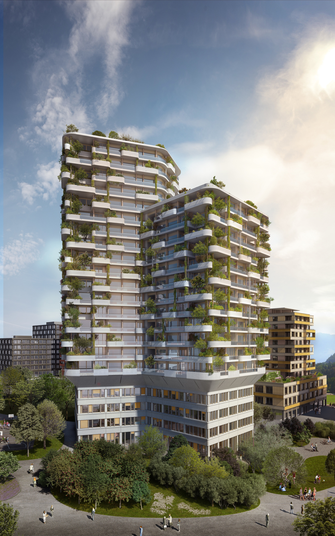 Fotos zu dieser Medienmappe, Arc-Award BIM Gewinner Gold, Schwerpunkt «Innovation»: Gartenhochhaus Aglaya, Zug Estates AG © Copyright | Digitale Medienmappe «Die digitale Transformation der Schweizer Bauwirtschaft findet statt», Bauen digital Schweiz