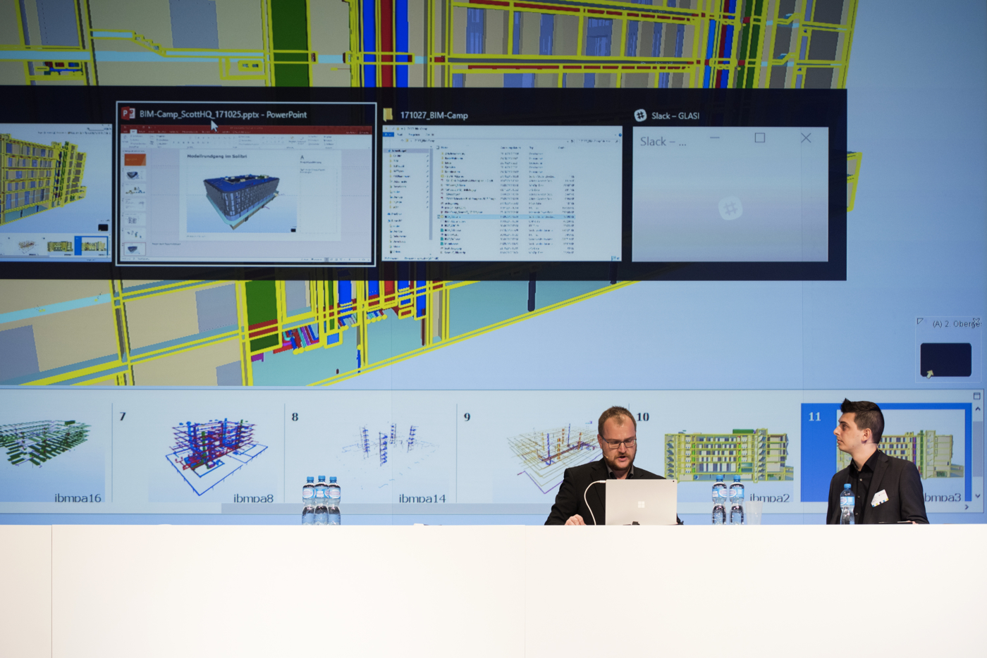 Fotos zu dieser Medienmappe, Itten+Brechbühl AG präsentierte Ihre Arbeitsweise am Beispiel «Headquarter Scott Sports SA», für welches sie am Vorabend mit dem Arc-Award BIM ausgezeichnet worden waren. © Copyright Aissa Tripodi| Digitale Medienmappe «Die digitale Transformation der Schweizer Bauwirtschaft findet statt», Bauen digital Schweiz