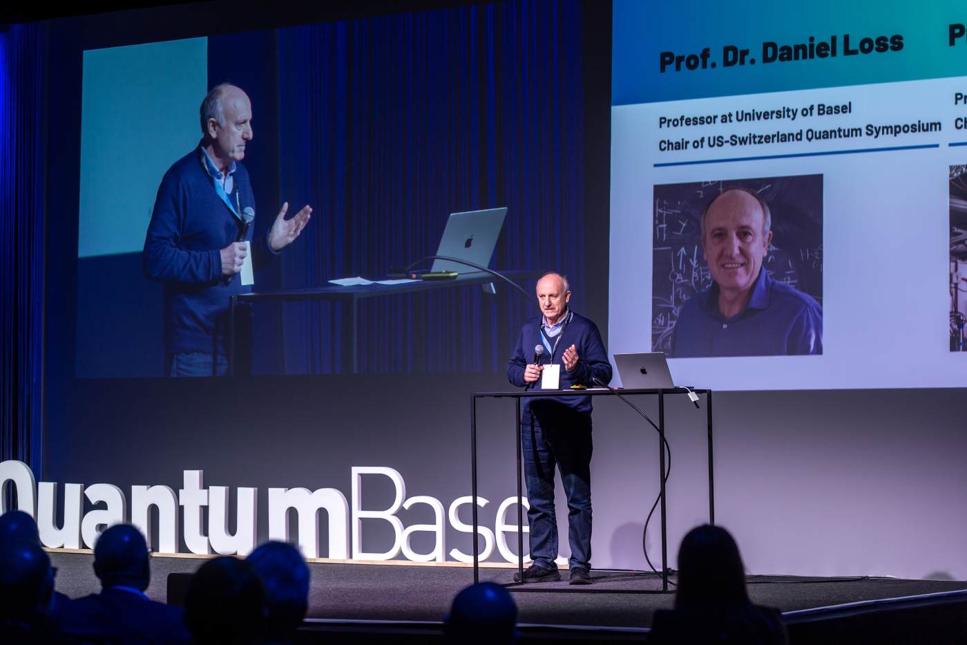 Bilder des US-Switzerland Quantum Symposium, Prof. Dr. Daniel Loss der Universität Basel führt als Chair der Veranstaltung durch die Veranstaltung. Das Programm des Symposiums wurde in enger Zusammenarbeit mit der Universität Basel und der Universität Chicago erarbeitet. © Copyright | Digitale Medienmappe «Erfolgreiches US-Schweizer Quantum Symposium: Ausweitung der Kooperation auf sieben Länder geplant», uptownBasel Infinity