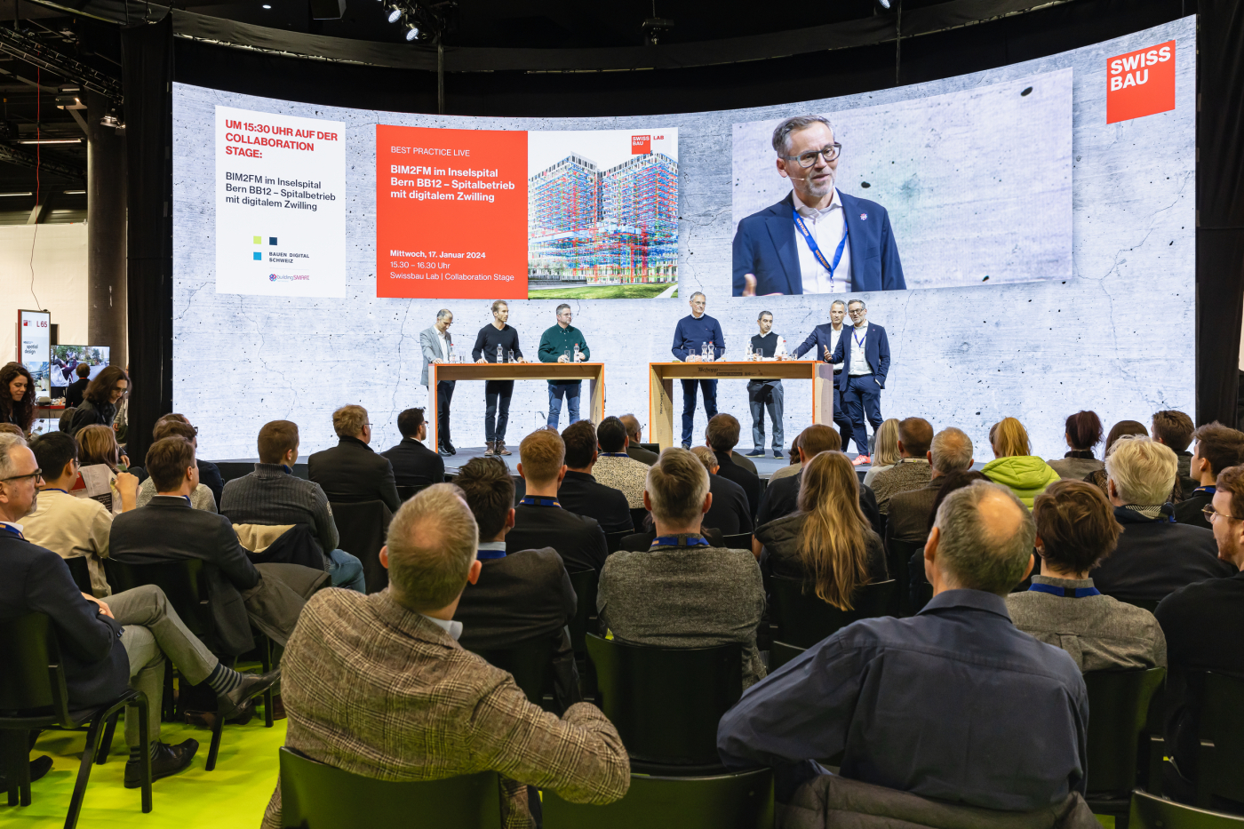 Swissbau Lab, Das Swissbau Lab stand unter dem Leitspruch «Innovationen für die Praxis entdecken und ausprobieren». © Copyright MCH Group| Digitale Medienmappe «Kollaborations-Plattformen für Innovation und Wissenstransfer der Swissbau 2024 erfolgreich umgesetzt», IEU Kommunikation AG