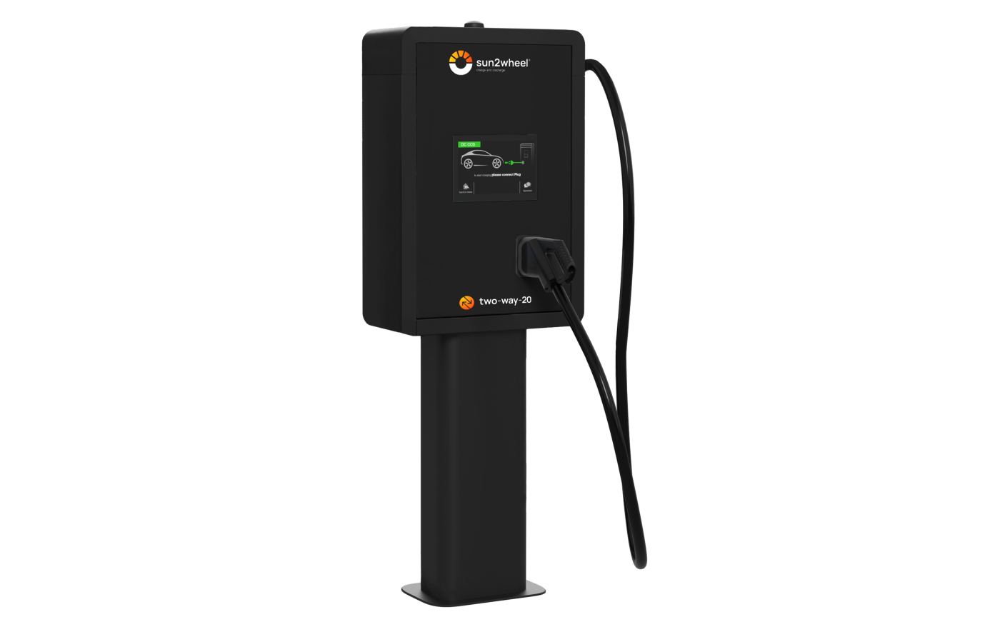 Medienbilder, Die 22kW Wallbox von sun2wheel nutzt das Kommunikationsprotokoll, welches von VW-Wolfsburg an ausgewählte Firmen für den kommerziellen Einsatz freigegeben wurde. © Copyright sun2wheel| Digitale Medienmappe «Elektroautos als Stromspeicher nutzen – das nächste Kapitel beginnt», sun2wheel AG