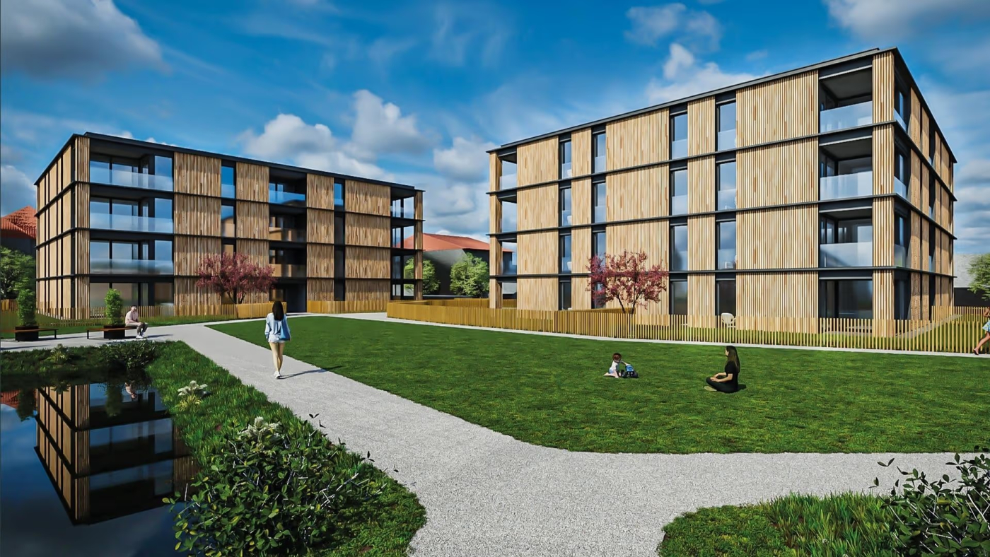Aktuelle Referenzprojekte, Im Herzen von Courroux umfasst die neue Wohnüberbauung Les Jardins de la Scierie 41 hochwertige Wohnungen, die Komfort und Innovation vereinen. Mit dingz können die Bewohner Licht, Storen und andere vernetzte Geräte per Wandschalter oder App steuern.  © Copyright iolo AG| Digitale Medienmappe «Patentierte Schweizer Gebäudesteuerung für Neu- und Bestandsbauten», dingz by iolo AG